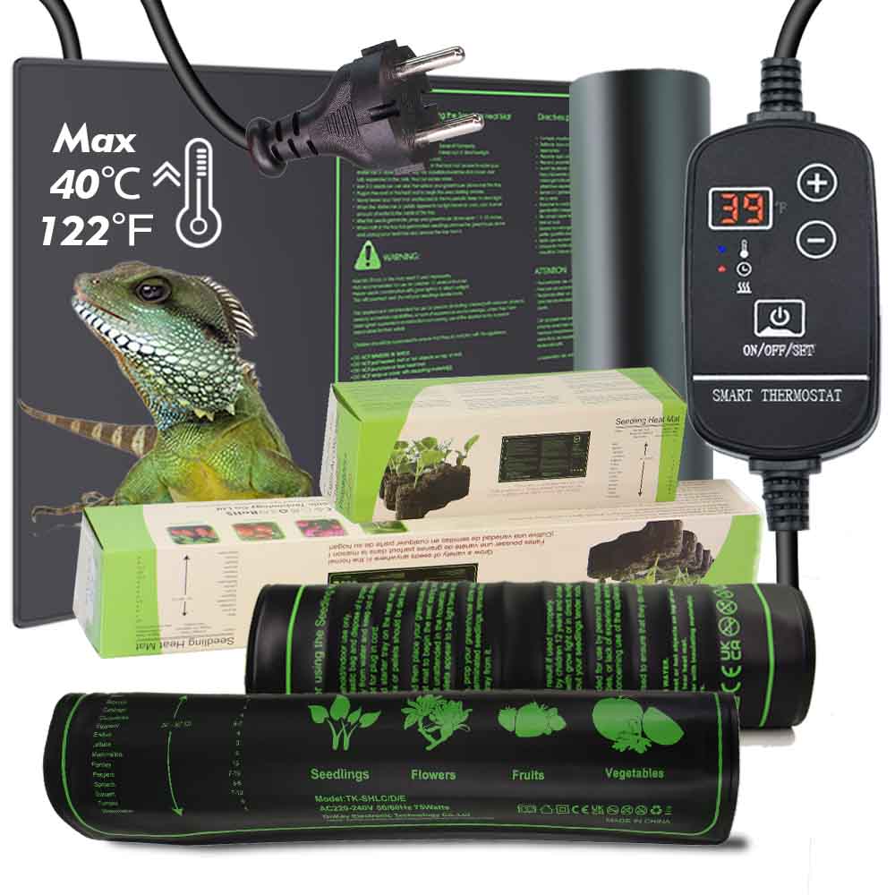 Heat Mat Seedling - 防水爬虫類加熱マット,7〜100W,16〜40 ℃ の植物加熱パッド,調整可能なサーモスタット,屋内栽培,苗床,庭