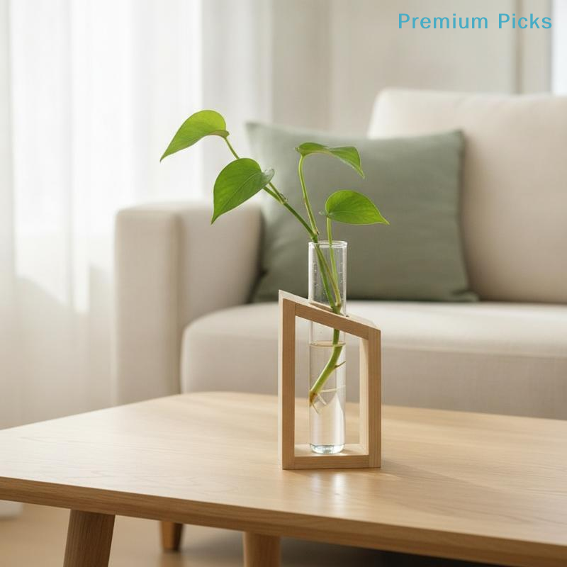 携帯用試験管ガラス繁殖花瓶、木製スタンド付き水耕栽培ステーシ - Propagation Station Vase のレビューと価格